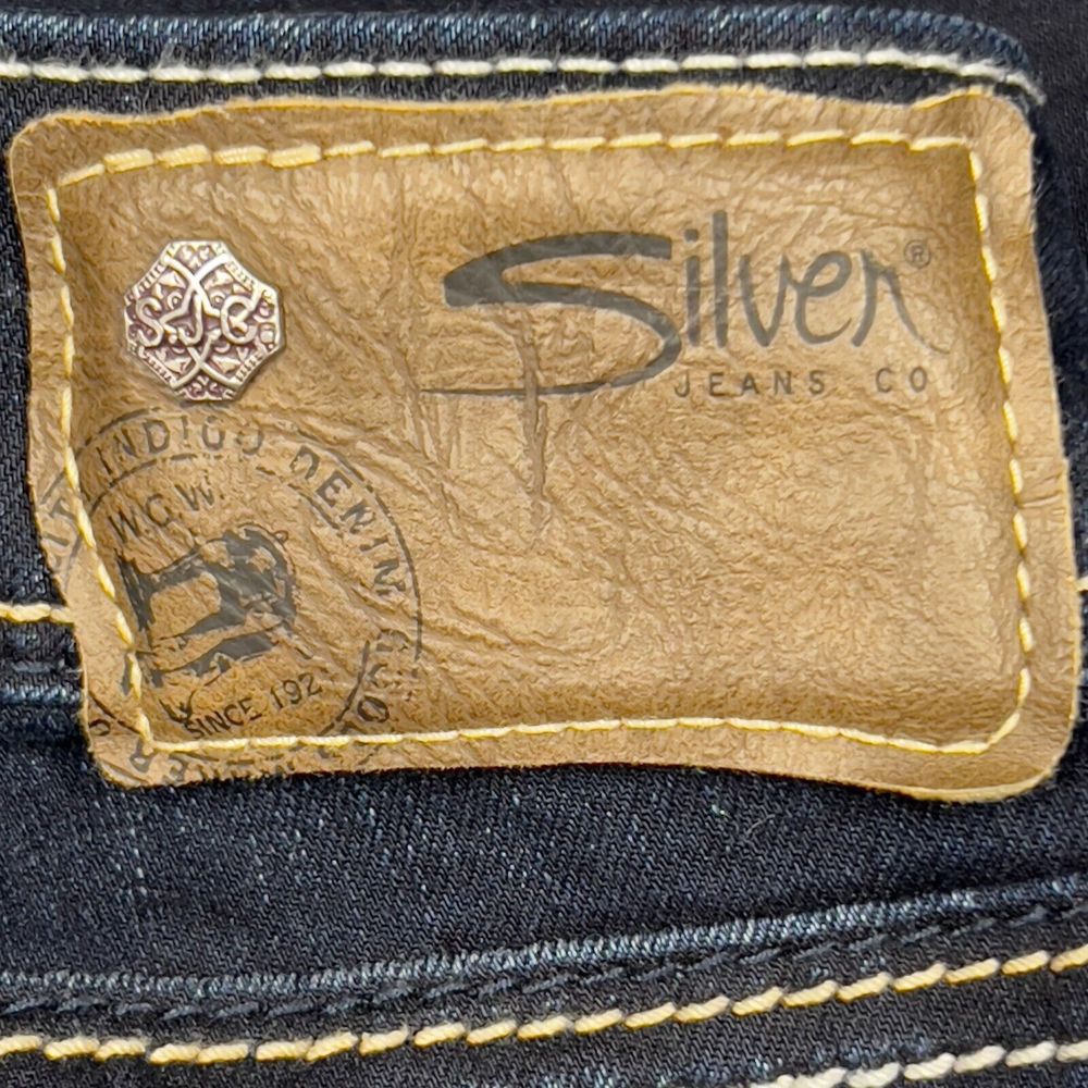 Silver Jeans Women Pant 27x31(28x30) Suki Mid Slim Boot Super Stretch Dark Wash - Picture 3 of 16